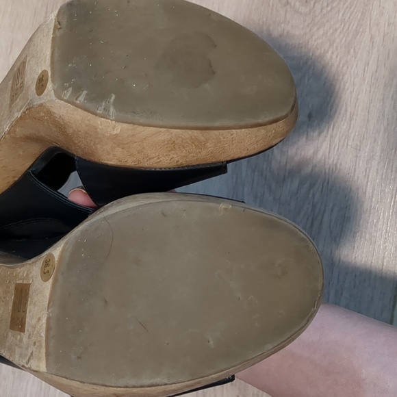 Theory leather/wood heeled sandals Sz 36.5/6 - Picture 6 of 11